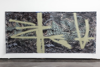 A season in hell (4), 2018. Digital print on transparent PVC. Installation view at Andrey Bogush and Kristina Sedlerova-Villanen - which package would be good enough for you to love me?, TITANIK gallery, Turku, 2018