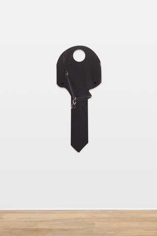 Wrong hole (using ketamine femmunism to foster derealisation), 2021. In collaboration with Sinaida Michalskaja. UV print on light-weight foam board, painted screws, 130 x 55 x 1.9 cm