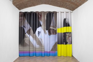 Installation view at Rashid Uri and Andrey Bogush: I’LL BE BACK IN A MOMENT, Bid Project, Milan, Italy, 2016. Curated by Marialuisa Pastò